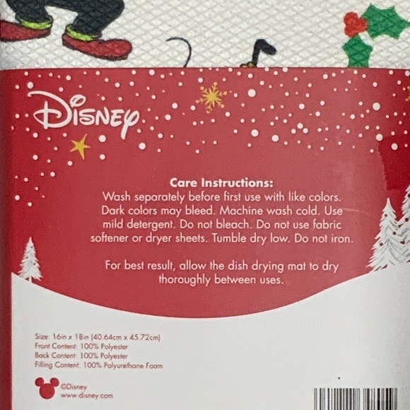 Disney Holiday Set Kitchen Drying Mats Absorbent Christmas Mickey 2 Pack Set - Picture 6 of 15